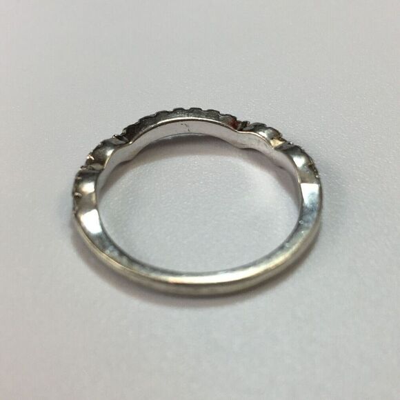 Sterling Silver Ring Size 6.5 Cubic Zirconia Wave Band Layering Stacking - Picture 9 of 14